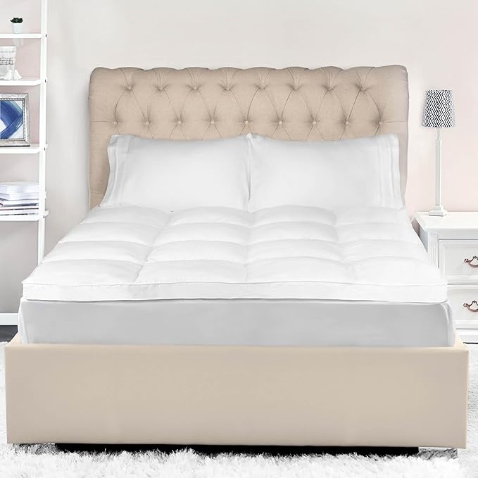 Superior Mattress Topper, Down Alternative, 2 Inch Deep Sized Bed Pillow Top, Comfort Pad, Fluffy Mattress-Topper Protector, Plush Cooling Extra Soft, Hotel Quality, All-Season, Twin XL, White