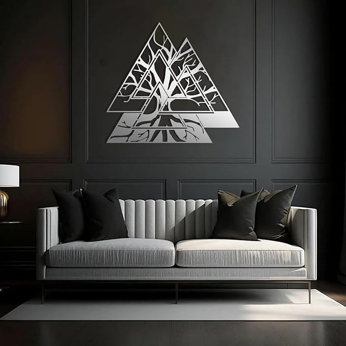 Veplsur Tree of Life Metal Wall Art, Norse Viking Decor, Pagan Wall Decor, Tree of Life Wall Sculpture, Scandinavian Home Decor, Godly Home Decor (White, 39"x39"|100x100cm)