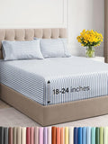 Extra Deep Twin Sheet Set - 4 Piece Breathable and Cooling Sheets - Hotel Luxury Bed Sheets Set - Easy Fit - Soft, Wrinkle Free and Comfy Sheets Set - Blue Striped Sheet Set with Extra Deep Pockets