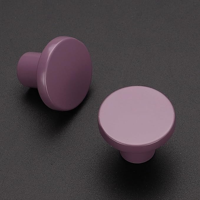 Ravinte 5 Pack Cabinet Knobs Purple Kitchen Cabinet Knobs Round Dresser Drawer Pulls Closet Door Pulls 1-1/5 Inch