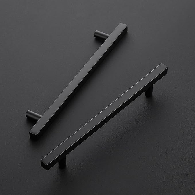 Ravinte Black Cabinet Handles 5 Pack 6-3/10 inch Matte Black Square Cabinet Pulls Kitchen Hardware 8-4/5 inch Overall Length Kitchen Drawer Pulls