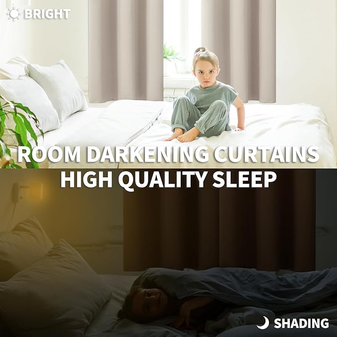 BGment Room Darkening Curtains 63 Inches Long - Grommet Thermal Insulated Drapes Window Treatment Curtains for Bedroom, 2 Panels, 70 x 63 Inch, Camel