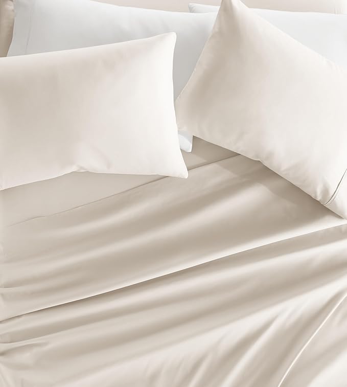 Linen Market Bed Sheets for California King Size Bed (Ivory) - Sleep Better Than Ever with These Soft and Cooling California King Sheets - Deep Pocket Fits 16" Thick Beds - 4 Piece Cal King Sheet Set