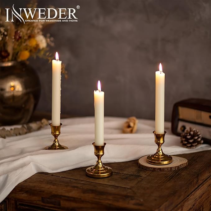 Gold Taper Candle Holder Vintage: Small Candlestick Holders Metal Candle Sticks Holder Decor Antique Decoration for Dinning Table Mantel Wedding Centerpieces Christmas Party Set of 6