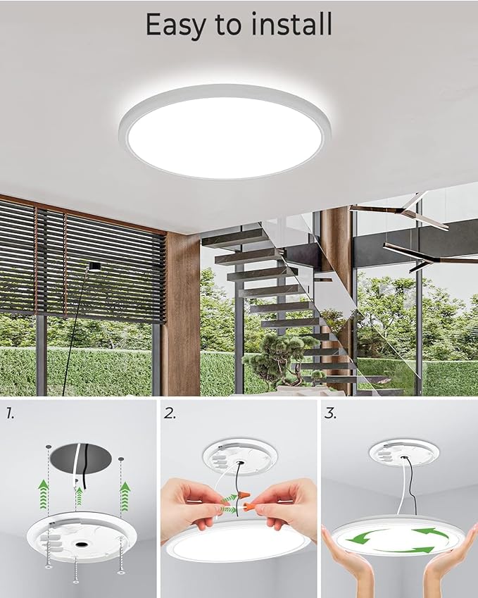 zemty 4Pack 16.5 Inch LED Ceiling Light Flush Mount, 36W 4200lm Super Slim Flush Mount Ceiling Light Fixtures, 3000K/4500K/6000K Selectable Ceiling Lamp for Bedroom Kitchen Living Room (White)