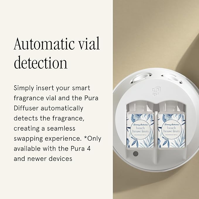 Pura & Tommy Bahama Home Scent Refill - Smart Home Air Diffuser - Up to 120-Hours of Luxury Fragrance per Refill - Spring & Summer Fragrance - 2 Pack, Beach House Linen