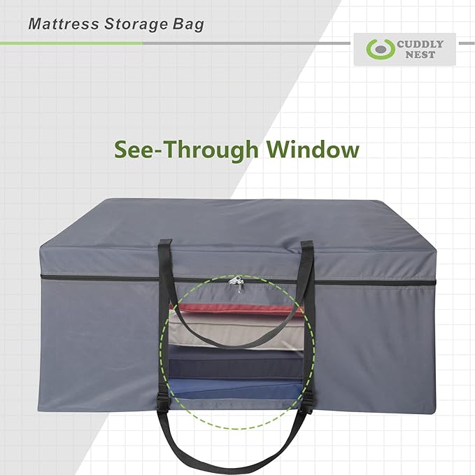 Cuddly Nest Folding Mattress Storage Bag - Heavy Duty Carry Case for Tri-Fold Guest Bed (Fits 6" Twin & Twin XL Mattress,Grey)