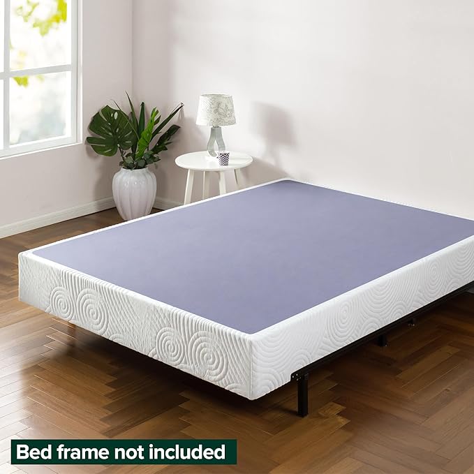 ZINUS Metal Box Spring with Wood Slats, 9 Inch Mattress Foundation, Sturdy Steel Structure, Easy Assembly, California King