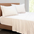 Mejoroom Striped Full Size Sheets - 1800TC Luxury Full Sheets with 16 Inch Deep Pocket - Premium Bedding Collection - Extra Soft, Breathable, Wrinkle, Fade & Stain Resistant - 4 Piece (Beige Stripe)