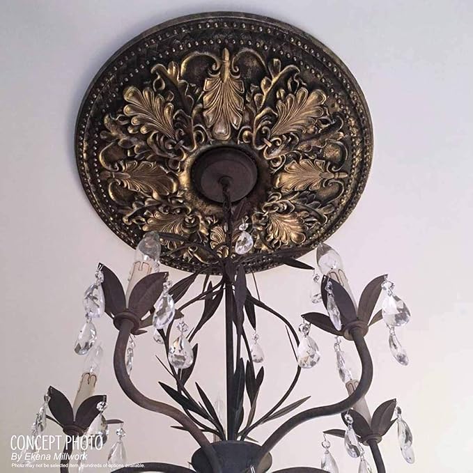 Ekena Millwork CM12BRBMF 12 1/2"OD x 3 7/8"ID x 3/4"P Bradford Ceiling Medallion, Brushed Mahogany