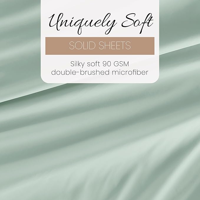 Linen Market Double-Brushed Microfiber Twin XL Sheet Set 3 Piece – Oeko-TEX Certified Ultra Soft & Wrinkle-Free - 16" Deep Pocket Sheets - Easy Care Twin XL Size - Mint