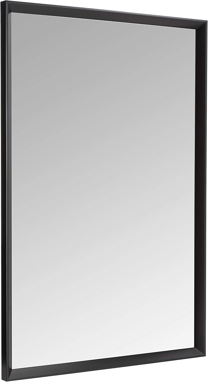 Amazon Basics Rectangular Wall Mount Mirror 24" x 36", Peaked Trim, Black