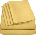 Sweet Home Collection 6 Piece 1500 Supreme Collection Brushed Microfiber Deep Pocket Sheet Set-2 Extra Pillow Cases, Great Value, Rv Short Queen, Yellow