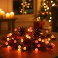 QBIS 40 LED Berry Cluster Lights - Red, Orange & Yellow Battery Powered Christmas Lights with Timer, String Lighting Perfect for Christmas, Fall and Fireplace Cozy Lighting. Indoor and Outdoor use.