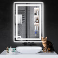 30"x22" LED Bathroom Mirror with Anti-Fog, Stepless Dimmable Lights, 3 Color Modes, Shatter-Proof Tempered Glass, Memory Function & Waterproof Design