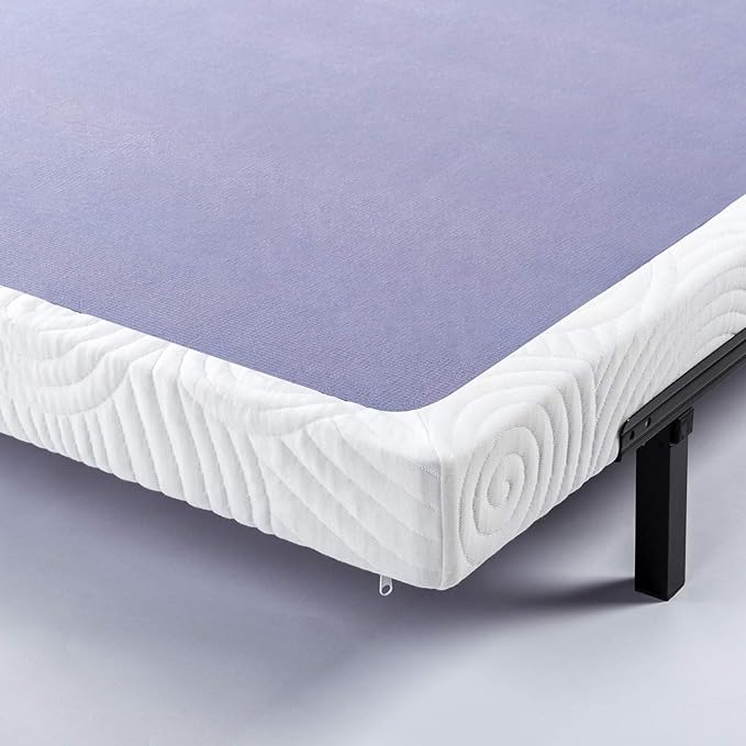 ZINUS Metal Box Spring with Wood Slats, 4 Inch Mattress Foundation, Sturdy Steel Structure, Easy Assembly, Full