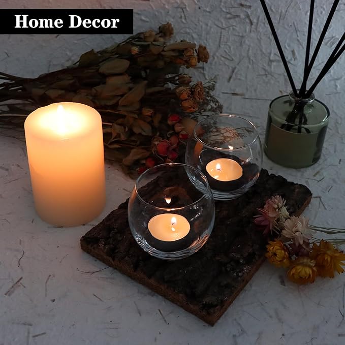 Set of 12 Clear Glass Tealight Candle Holder, 2.6'' H x 3.1'' W, Round Votive Candle Holders Bulk, Small Bowl Candle Holder for Wedding Table Centerpiece Home Decor