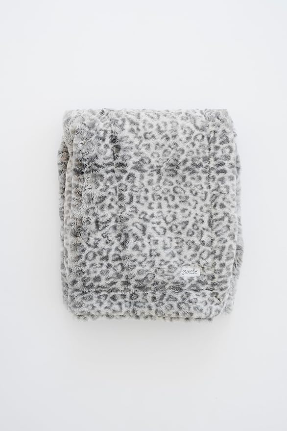 GRACED SOFT LUXURIES Faux Fur Throw Blanket | Elegant Warm, Cozy and Fluffy Blankets | Cuddly Cheetah Accent for Sofa, Couch or Bed | Snow Leopard - Large 50" x 60"