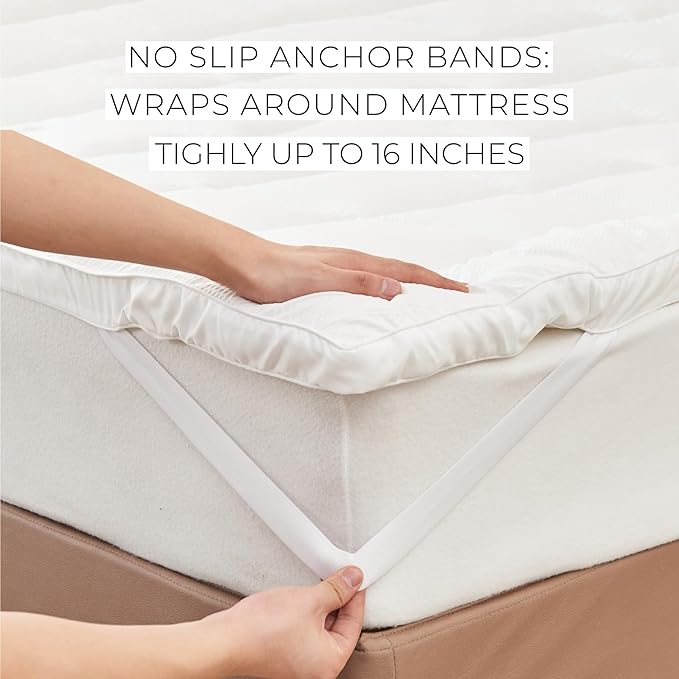 Great Bay Home King Mattress Topper. Thick, Elastic Corner Mattress Protector and Cover. Ultra-Soft Pillowtop Mattress Pad. Fits Mattresses Up to 18" (King, White)