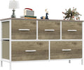 OLIXIS Dresser for Bedroom with 5 Drawers, Wide Chest of Drawers, Fabric Bedroom Dresser with Drawer Organizer, Storage Organizer Unit with Fabric Bins for Closet, Living Room, Hallway, Classic Black