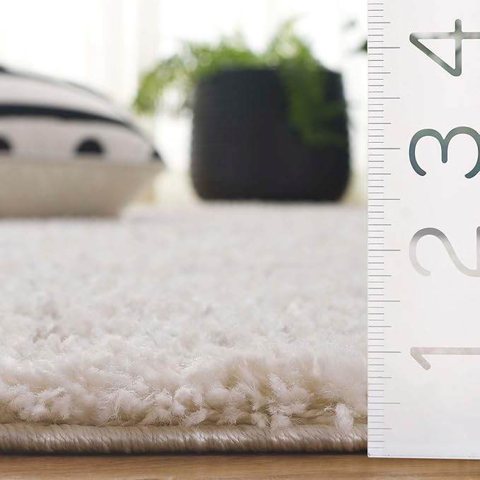 SAFAVIEH Area Rug 8x10 - Arizona Shag Collection - Large - Ivory & Beige, Moroccan Design, Non-Shedding & Easy Cleaning, Ultra Plush Thick Pile, Ideal for Living Room, Bedroom, Dining Space (ASG741A)