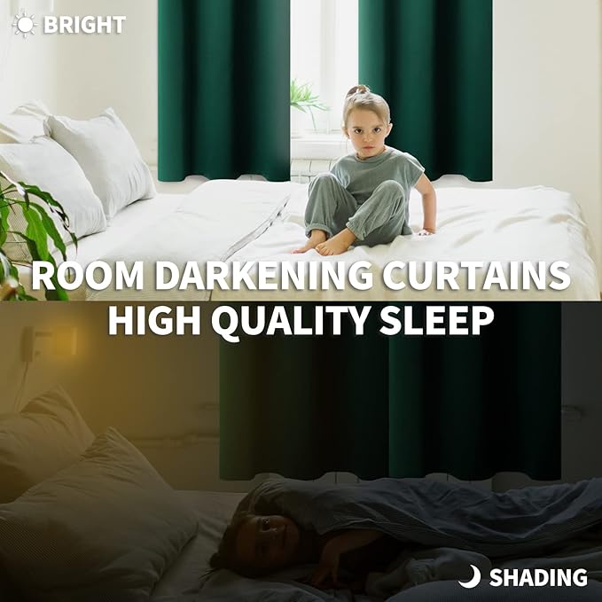 BGment Blackout Curtains - Grommet Thermal Insulated Room Darkening Bedroom and Living Room Curtains, Set of 2 Panels (52 x 120 Inch, Emerald Green)