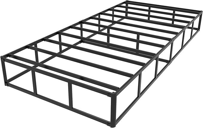 Twin XL Box Spring 9 Inch, Heavy Duty Metal Box Spring Bed Base with Fabric Cover, Mattress Foundation, Easy Assembly, Noise Free, Black