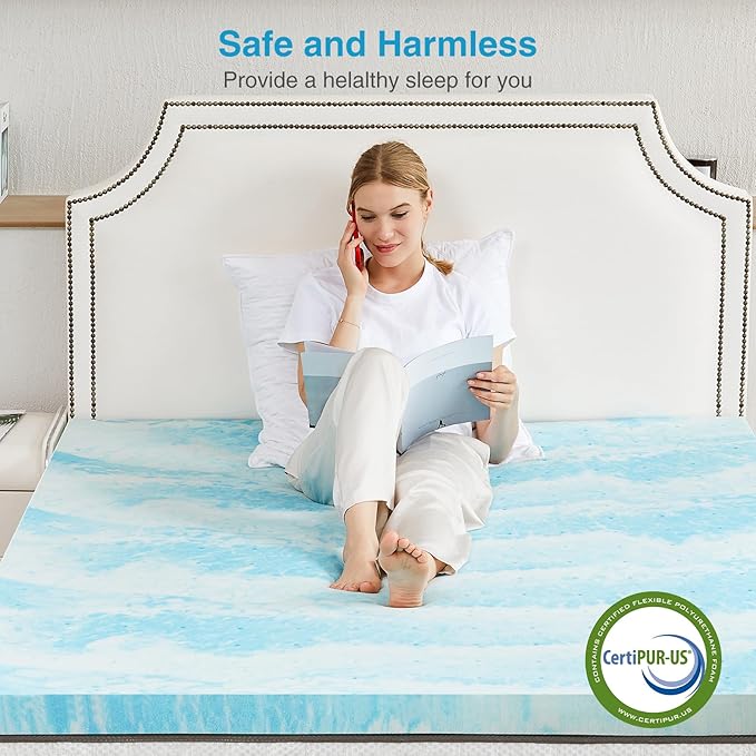 Mattress Topper, King Size Cooling Memory Foam Bed Toppers, 2 Inch Soft Mattress Pads for Sleeper Sofa, RV, Camper, CertiPUR-US Certified