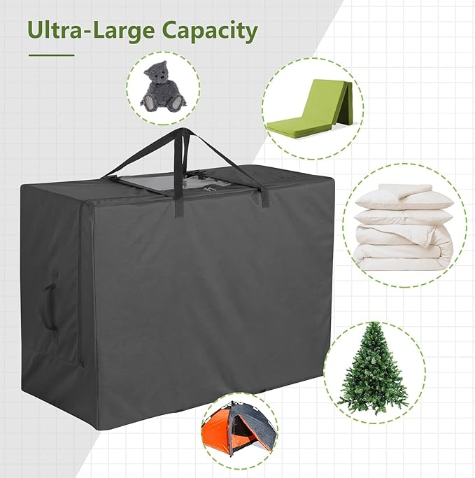 Cuddly Nest Folding Mattress Storage Bag - Heavy Duty Carry Case for Tri-Fold Guest Bed (Fits 6" Queen Mattress,Black)