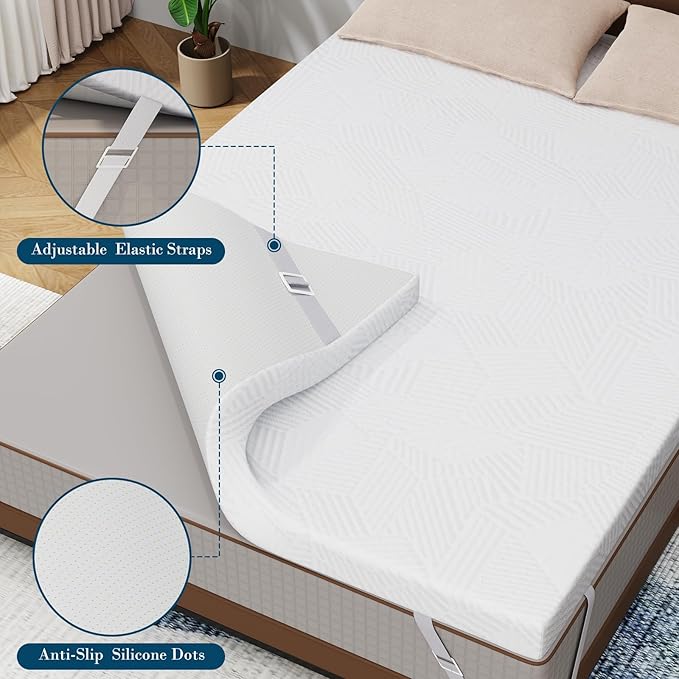 3 Inch Twin Memory Foam Mattress Topper, Cooling Gel Bed Topper with Removable Cover, Soft & Pain Relief & Breathable, CertiPUR-US & Oeko-Tex Certified