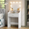 Furniouse Vanity Desk with Mirror and Lights, 23.6" Small Makeup Vanity Table Set with Storage, Drawer, 3 Lighting Modes Adjustable Brightness for Bedroom