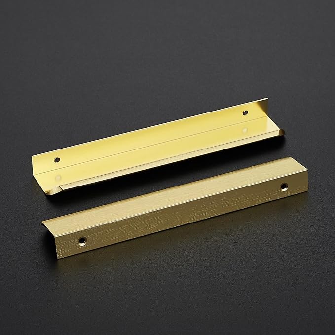Ravinte Hardware 20 Pack Gold Cabinet Handles, 7.8 Inch (200mm) Finger Edge Pulls, 6-1/4 Inch Hole Center, Finger Pulls for Cabinets