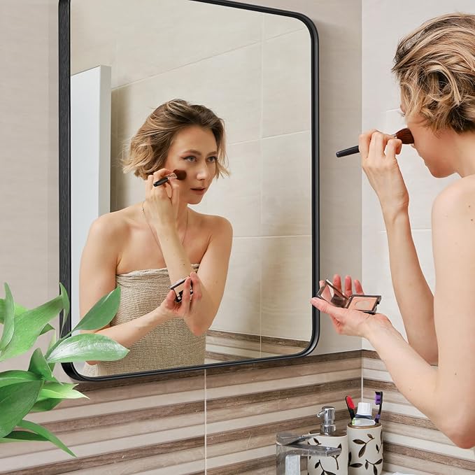 Sweetcrispy 24x36 Inch Black Bathroom Mirrors for Wall, Bathroom Mirrors for Over Sink, Rectangle Wall Decor for Entryway, Bedroom, Vanity