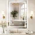 24x32 LED Mirror for Bathroom with Front and Backlit Light Up Digital Mirrors for Wall,Anti Fog,Stepless Dimmable,Tempered Silver Glass Smart Vanity Mirror for Bathroom