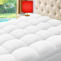 ELEMUSE King Cooling Bamboo Viscose Mattress Topper for Back Pain, Extra Thick Mattress Pad Cover, Plush Soft Pillowtop with Elastic Deep Pocket, Overfilled Down Alternative Filling