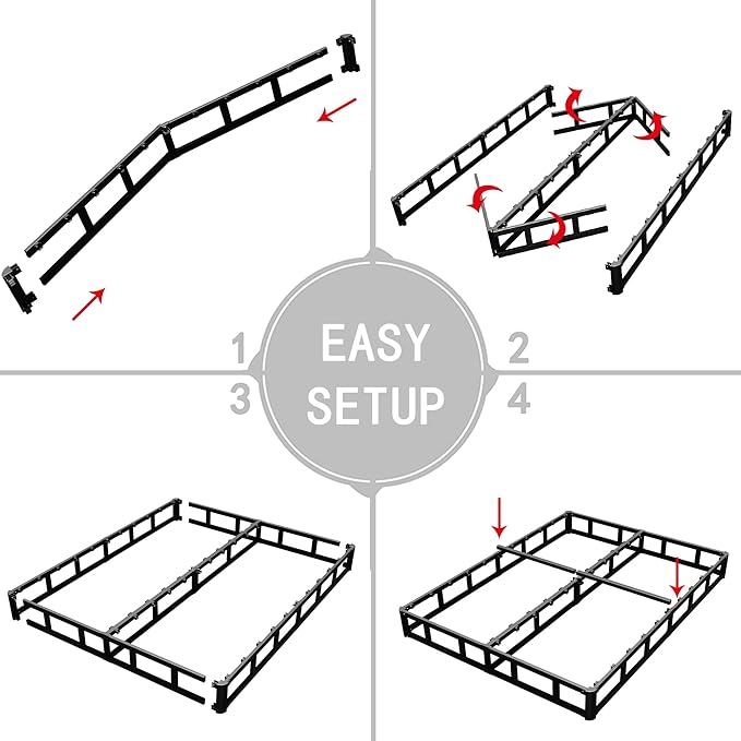 Low Profile Box Spring King Size,3 Inch Box Spring for King Bed,Heavy Duty Mattress Foundation,Metal Bed Base/Noise Free/Non-Slip/Easy Assembly