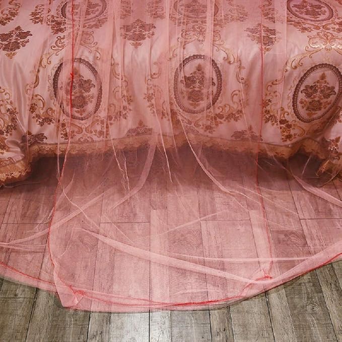 Jolitac Bed Canopy Lace Mosquito Net for Girls Beds, Unique Princess Play Tent Mesh Canopies Large Lace Dome Curtain Drapes Home & Travel (Pink)
