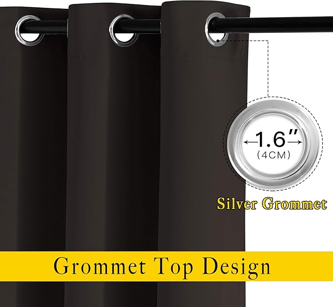 NICETOWN Blackout Curtains Grommet 2 Panels Toffee Brown Drapes 95 Inches Long