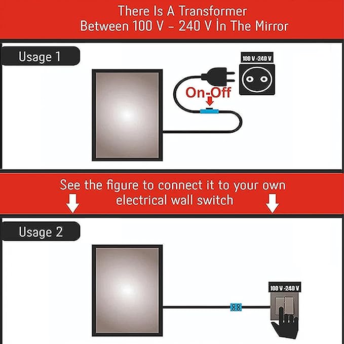Asymmetrical Bathroom LED Mirror, Modern Irregular Shape Wall Mirror with LED Lights, Frameless Aesthetic Backlit LED Illimunated Vanity Mirror (55" x 27" inc)