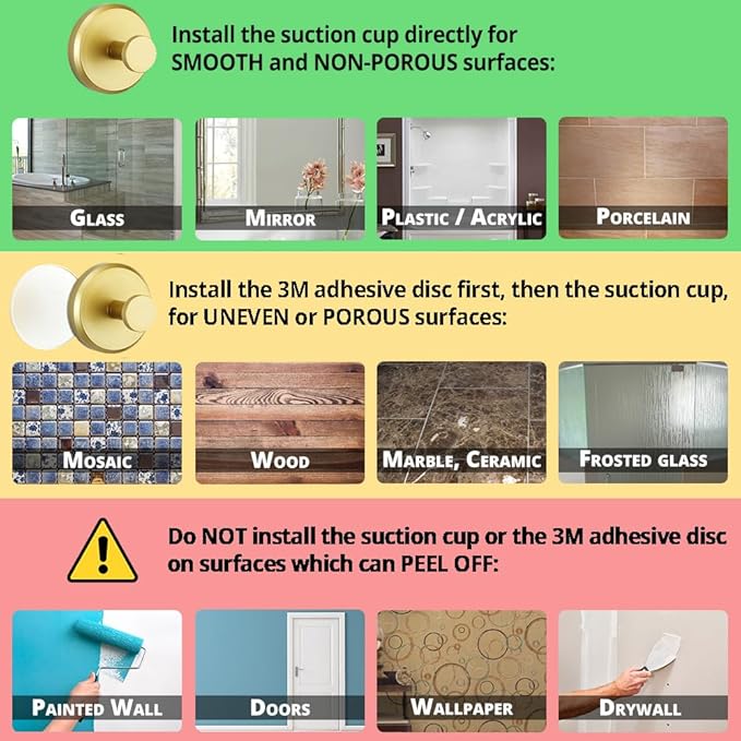 HOME SO Suction Cup Hooks for Shower, Bathroom, Kitchen, Glass Door, Mirror, Tile – Loofah, Towel, Coat, Bath Robe Hook Holder for Hanging up to 15 lbs – Waterproof, Matte Brushed Satin Gold (2-Pack)