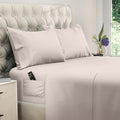 DREAMCARE Full Size Sheets Set - 4 Pcs Cooling Bed Sheets with Up to 15" Deep Pockets - Soft, Long-Lasting 100% Brushed Polyester with Side Pocket (Beige)