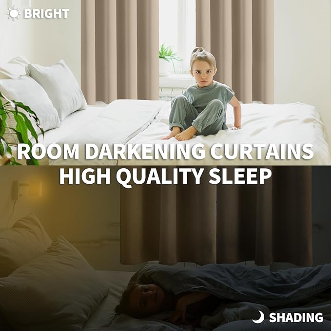 BGment Blackout Curtains - Grommet Thermal Insulated Room Darkening Bedroom and Living Room Curtains, Set of 2 Panels (38 x 63 Inch, Sand)