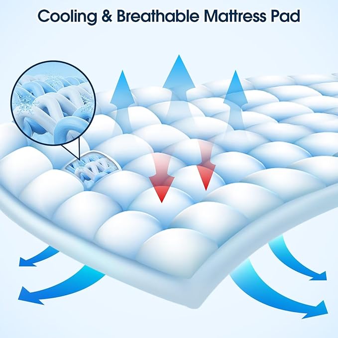 King Mattress Topper, CYMULA Cooling Mattress Pad Cover PillowTop for Bed Back Pain, Extra Thick Mattress Protector Firm Soft Floor Fill Overfilled with 8-21 Inch Deep Pocket, 78"x80"White