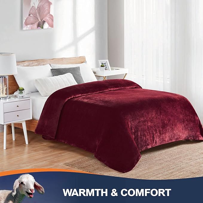 Walensee Fleece Blanket Plush Throw Fuzzy Lightweight (King Size 108x90 Wine) Super Soft Microfiber Flannel Blankets for Couch, Bed, Sofa Ultra Luxurious Warm and Cozy for All Seasons