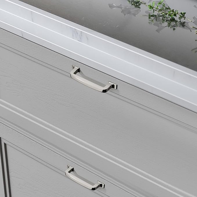 Khtumeware 6 Pack 3 Inch Cabinet Handles - Polished Nickel Pulls and Drawer Handles