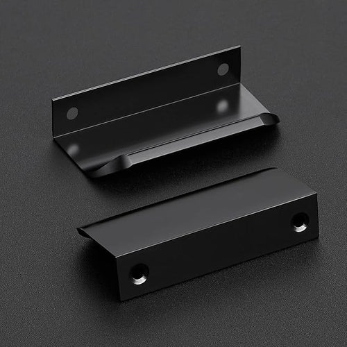 10 Pack Black Cabinet Handles, 3.15 Inch (80mm) Finger Edge Pulls, 2-1/2 Inch Hole Center, Finger Pulls for Cabinets, Hardware