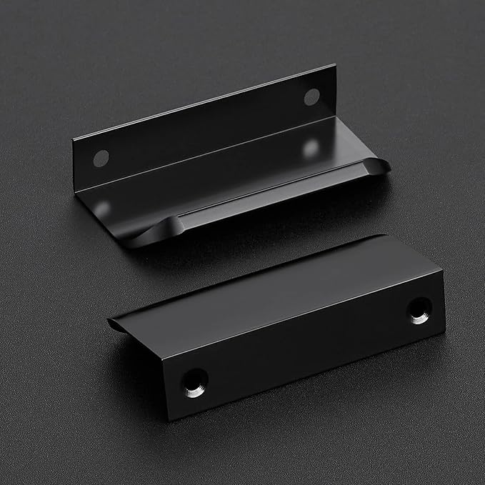 Ravinte Hardware 8 Pack Black Cabinet Handles, 3.15 Inch (80mm) Finger Edge Pulls, 2-1/2 Inch Hole Center, Finger Pulls for Cabinets