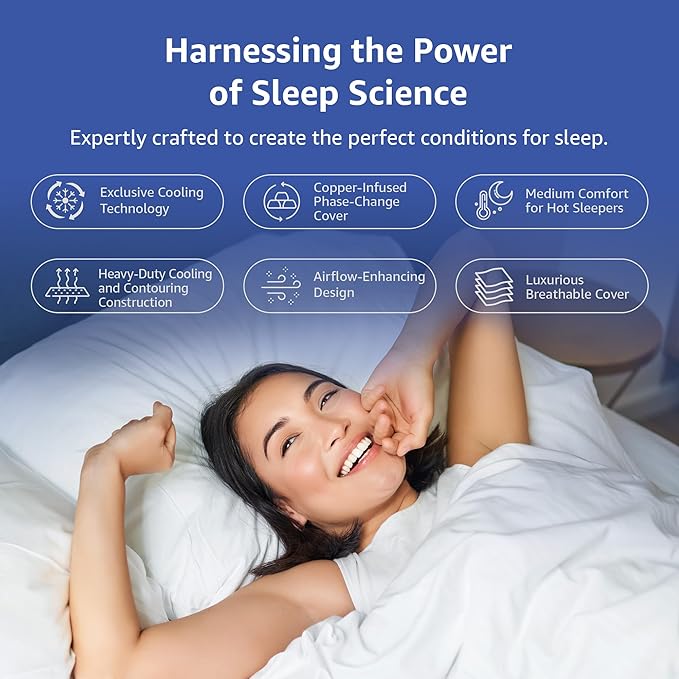 ROOST SLEEP 14-Inch Queen Mattress with Medium Firm Support, CertiPUR-US Certified, Copper Smart Thermic Cooling Gel Memory Foam for Hot Sleepers, Made in USA