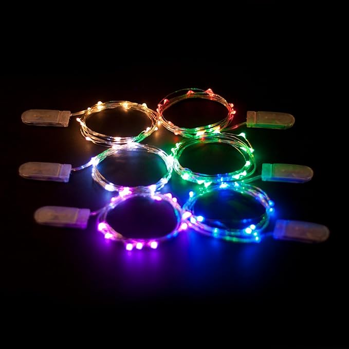 2 Sets 20 LEDs Warm White Color String Lights Silver Wire Indoor and Outdoor 6.5 Feet Firefly Starry Fairy Lights Battery Powered for DIY, Christmas, Holidays, Party, Bedroom and Centerpieces