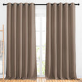 NICETOWN Bedroom Blackout 110 inch Curtains for Sliding Glass Door, Grommet Thermal Insulated Solid Window Treatments Sound Reducing for Living Room, W66 x L110, Cappuccino, Set of 2